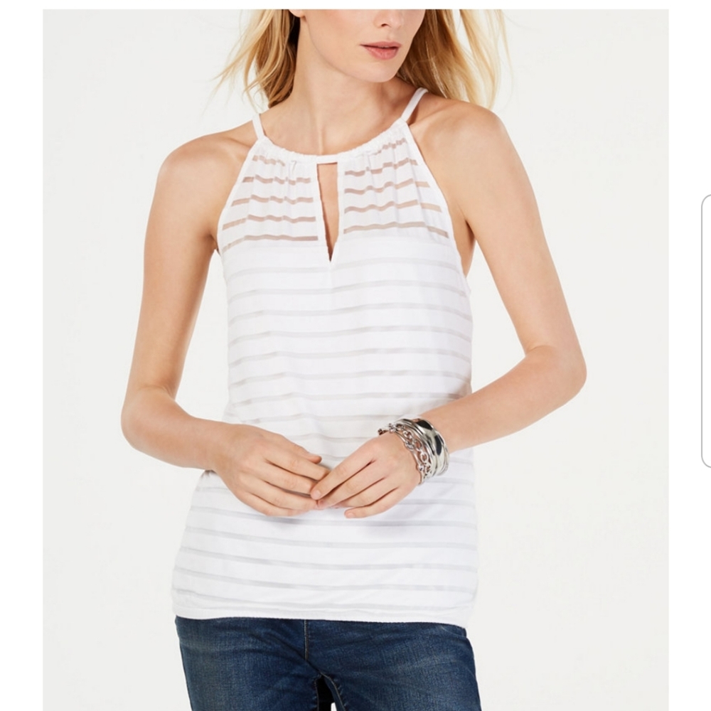 INC  Illusion Stripe Halter Top PM NWT